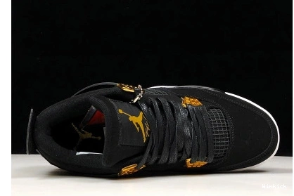 AIR 4 JORDAN MENS “ROYALTY” 308497-032 GOLD-WHITE BLACK METALLIC 0812